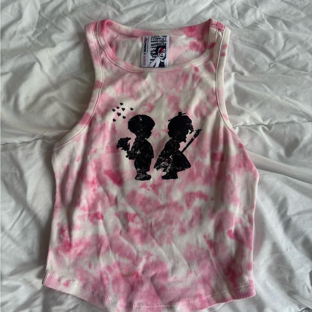 Guess Pink and White Kids Tank Top